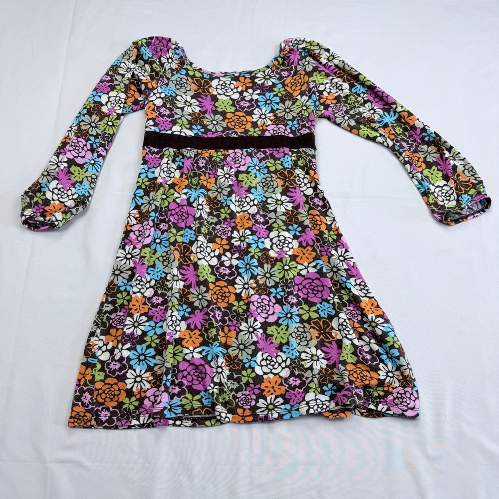 Colorful Floral Kids Casual Dress - Picture 2 of 6